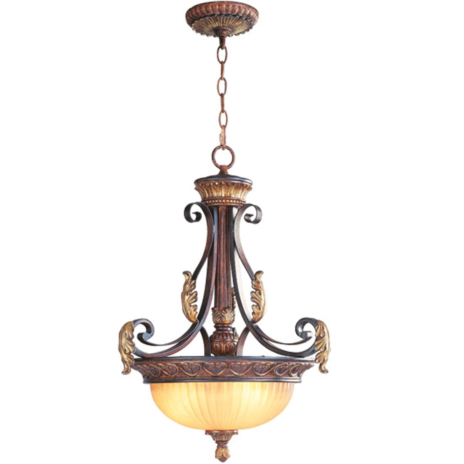 Livex Lighting - 8567-63 - Three Light Pendant - Villa Verona - Hand Applied Verona Bronze w/ Aged Gold Leafs