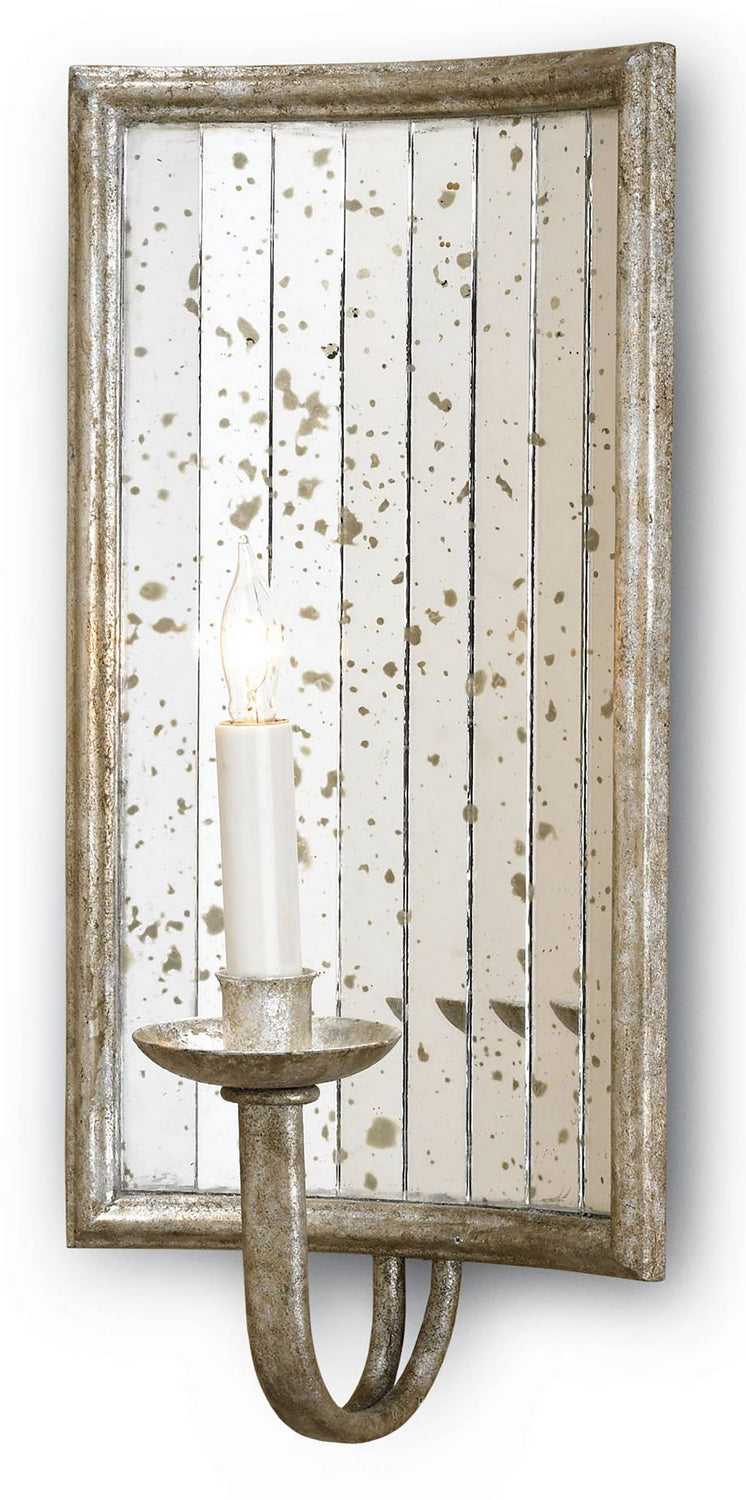 One Light Wall Sconce from the Twilight collection in Harlow Silver Leaf/Antique Mirror finish