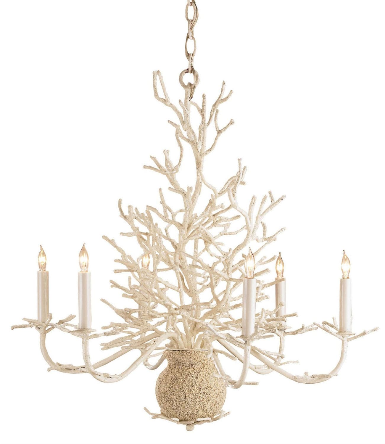 Six Light Chandelier from the Seaward collection in White Coral/Natural Sand finish