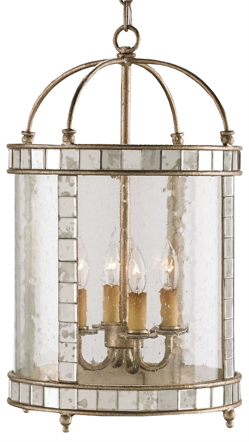 Four Light Lantern from the Corsica collection in Harlow Silver Leaf/Antique Mirror finish