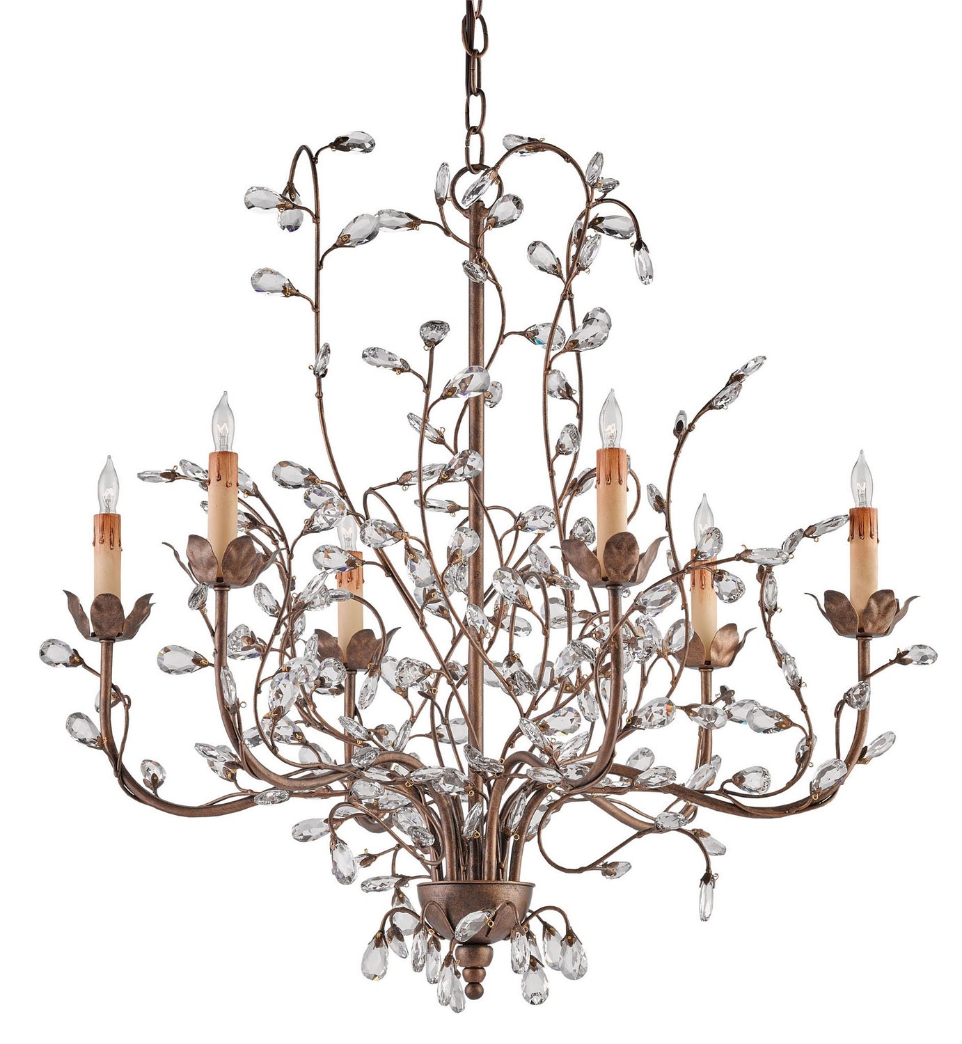 Six Light Chandelier from the Crystal collection in Cupertino finish