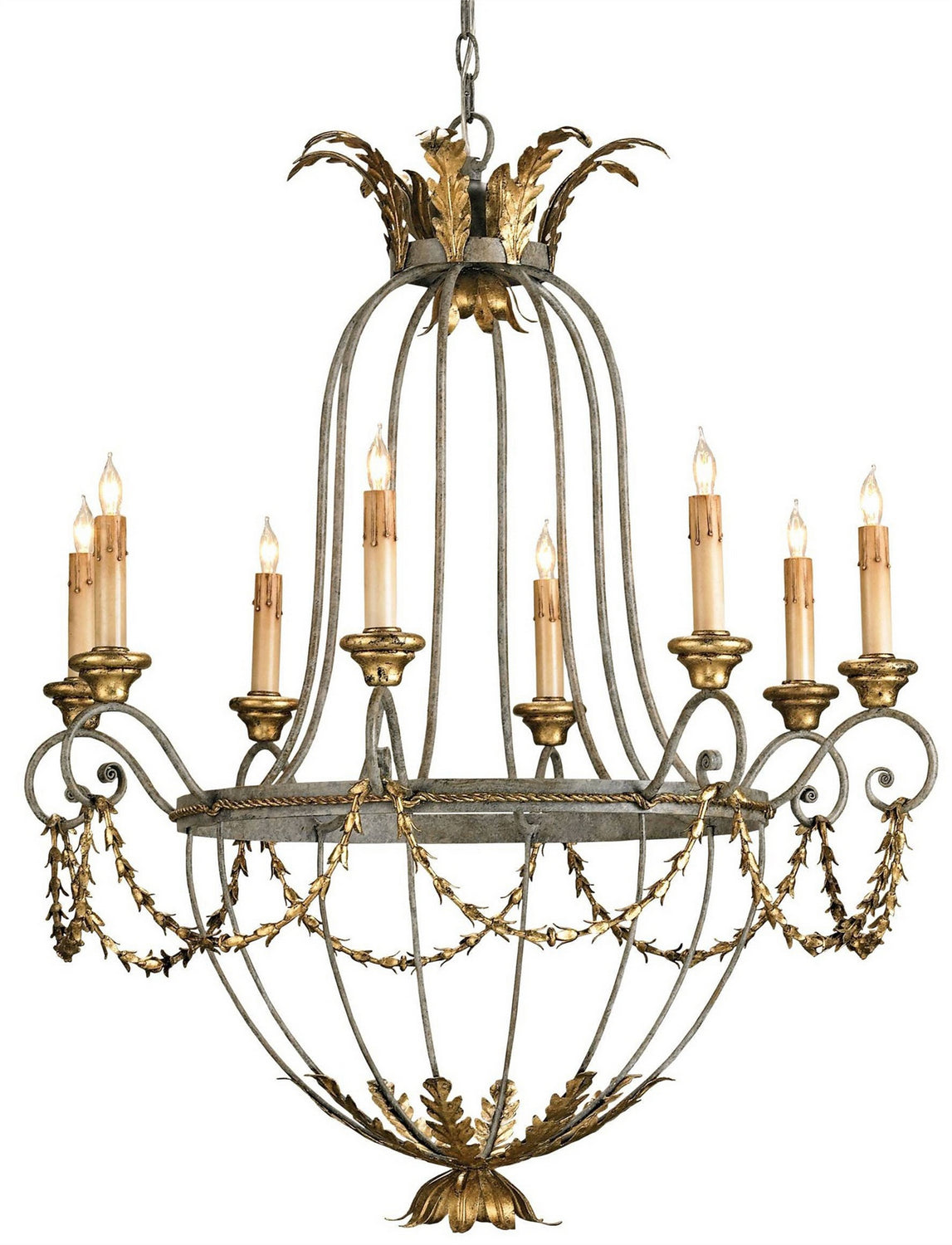 Eight Light Chandelier from the Elegance collection in Etruscan/Gold Leaf finish