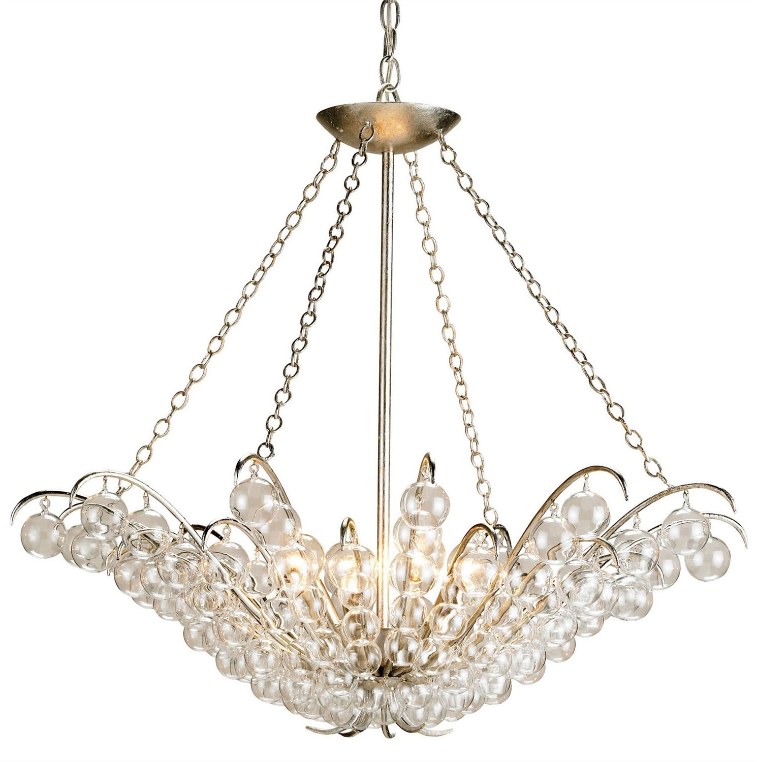 Four Light Chandelier from the Quantum collection in Contemporary Silver Leaf finish
