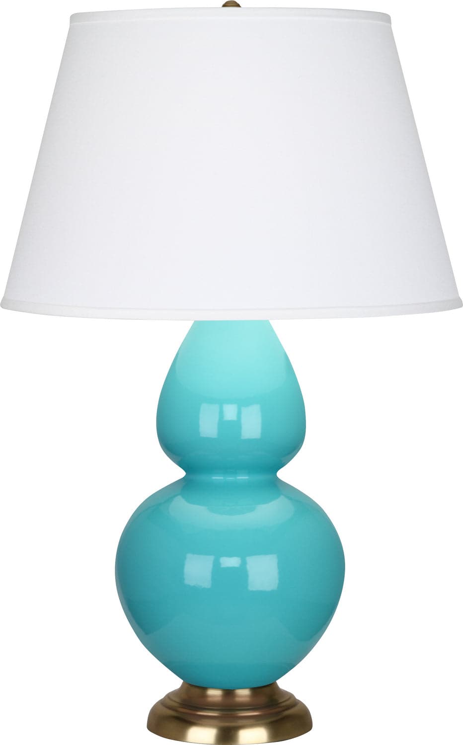 Robert Abbey - 1740X - One Light Table Lamp - Double Gourd - Egg Blue Glazed w/Antique Natural Brass