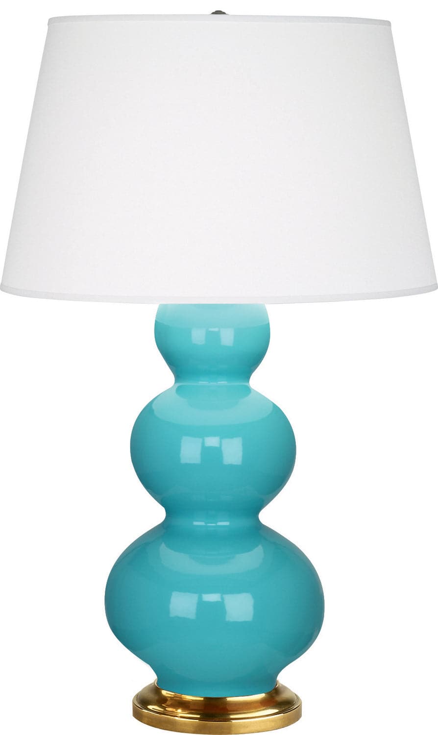 Robert Abbey - 322X - One Light Table Lamp - Triple Gourd - Egg Blue Glazed w/Antique Natural Brass