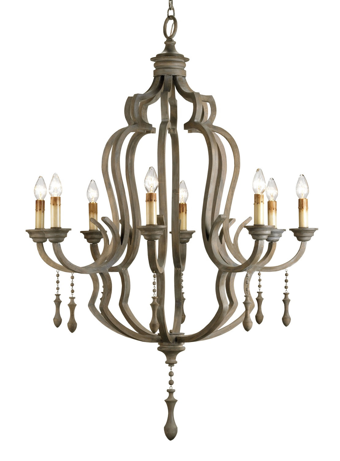 Eight Light Chandelier from the Waterloo collection in Washed Gray finish