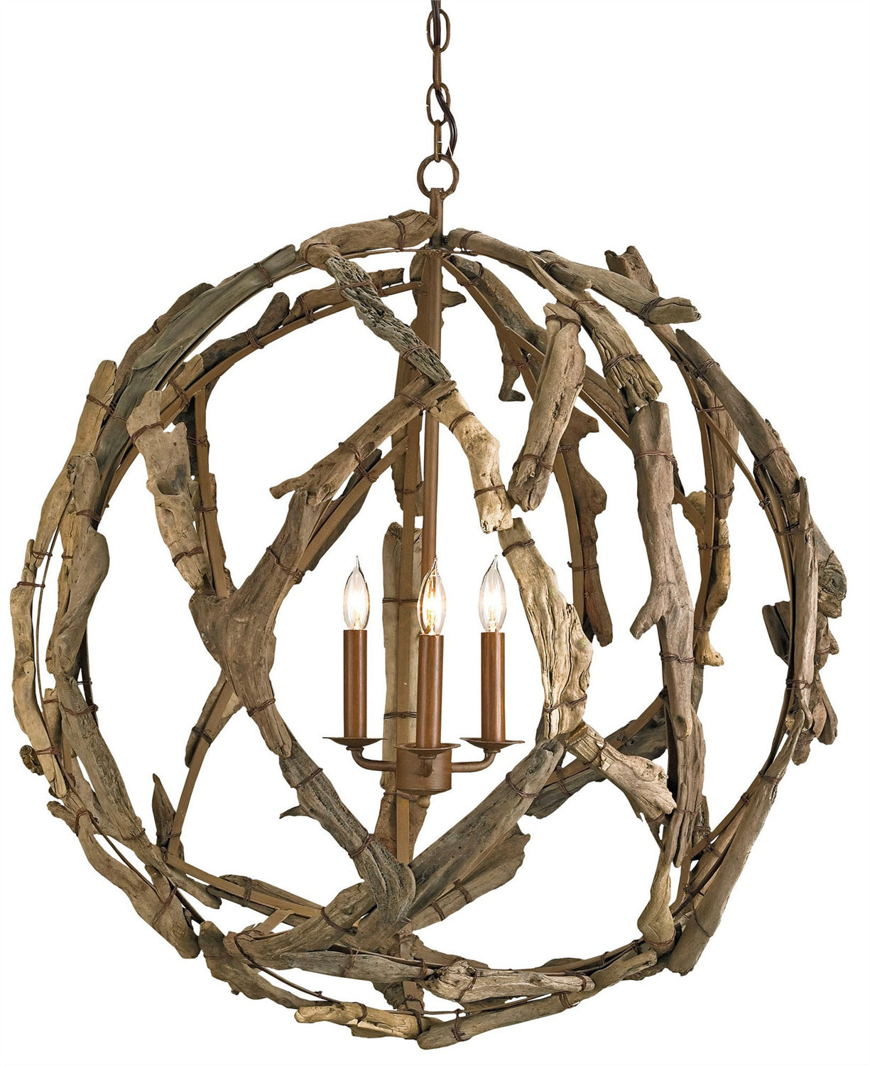 Three Light Chandelier from the Driftwood collection in Natural/Washed Driftwood finish