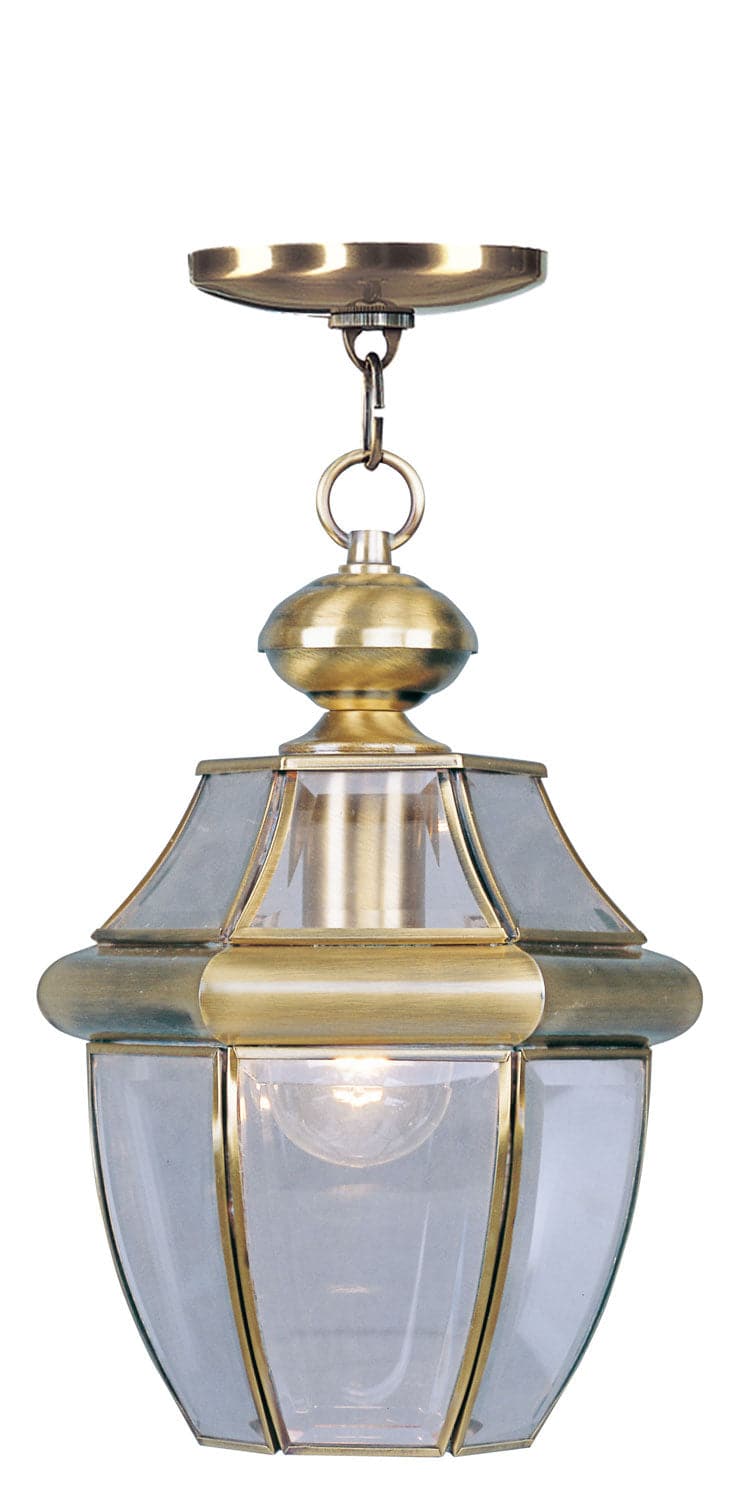 Livex Lighting - 2152-01 - One Light Outdoor Pendant - Monterey - Antique Brass
