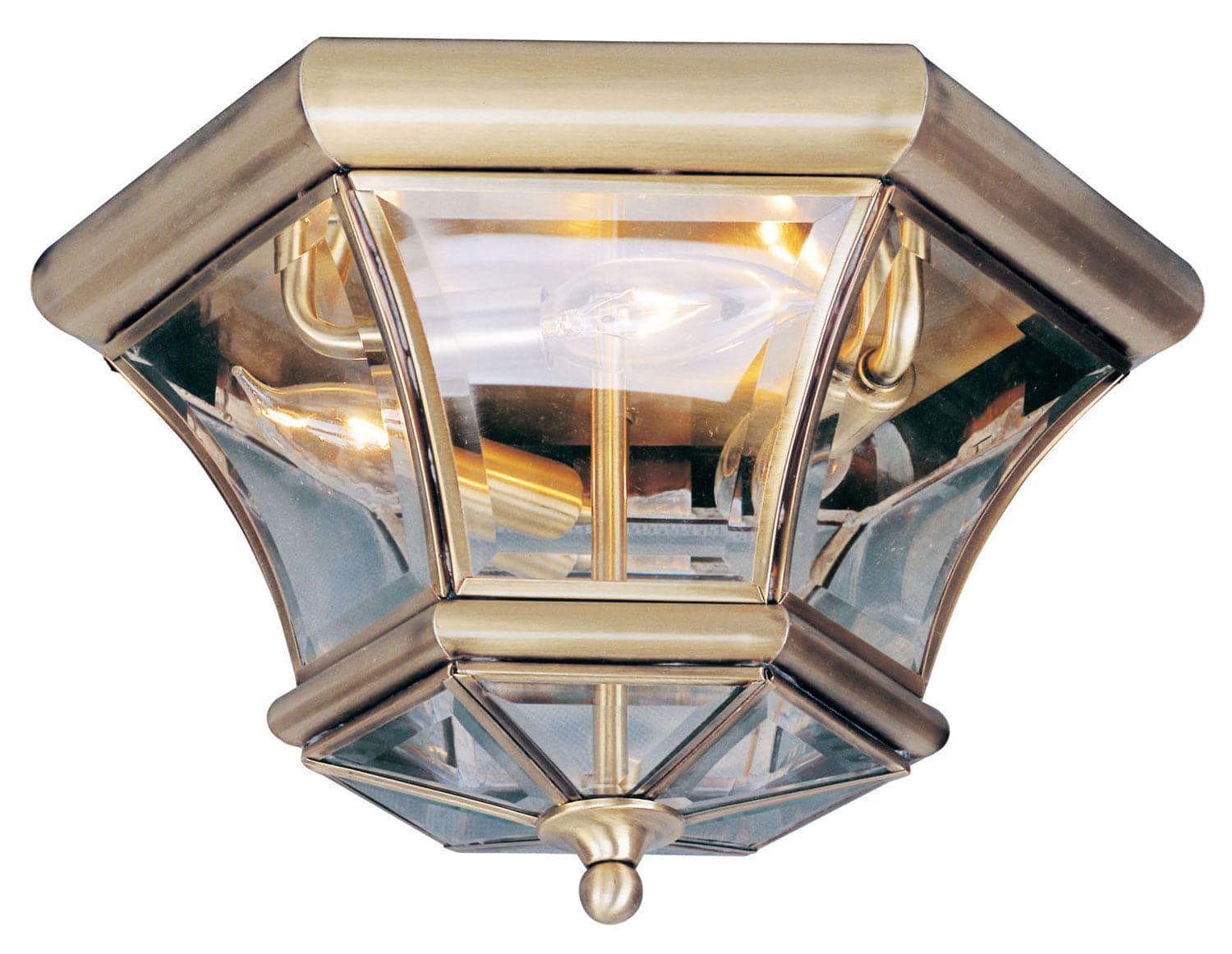 Livex Lighting - 7053-01 - Three Light Outdoor Ceiling Mount - Monterey - Antique Brass