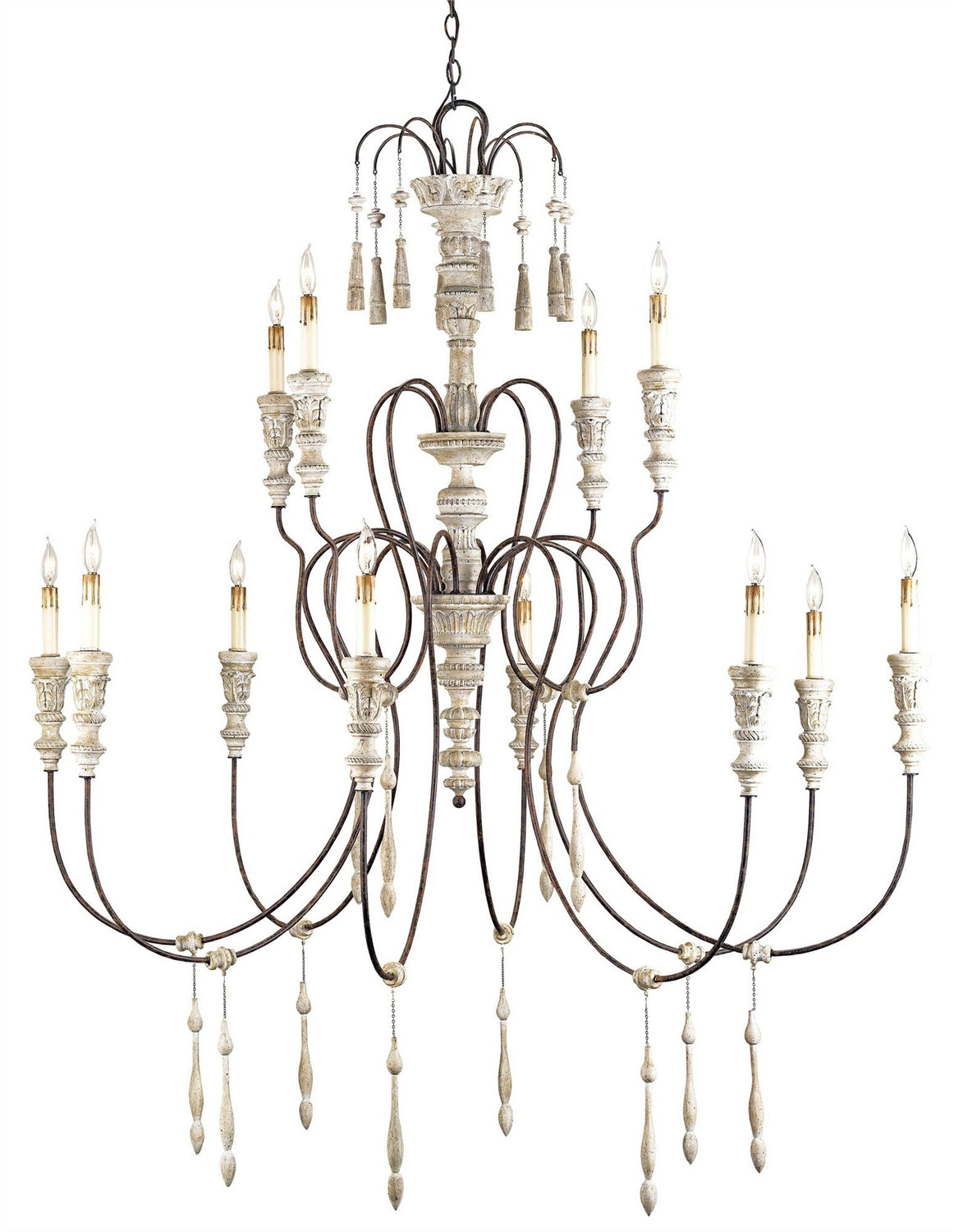 12 Light Chandelier from the Hannah collection in Stockholm White/Rust finish