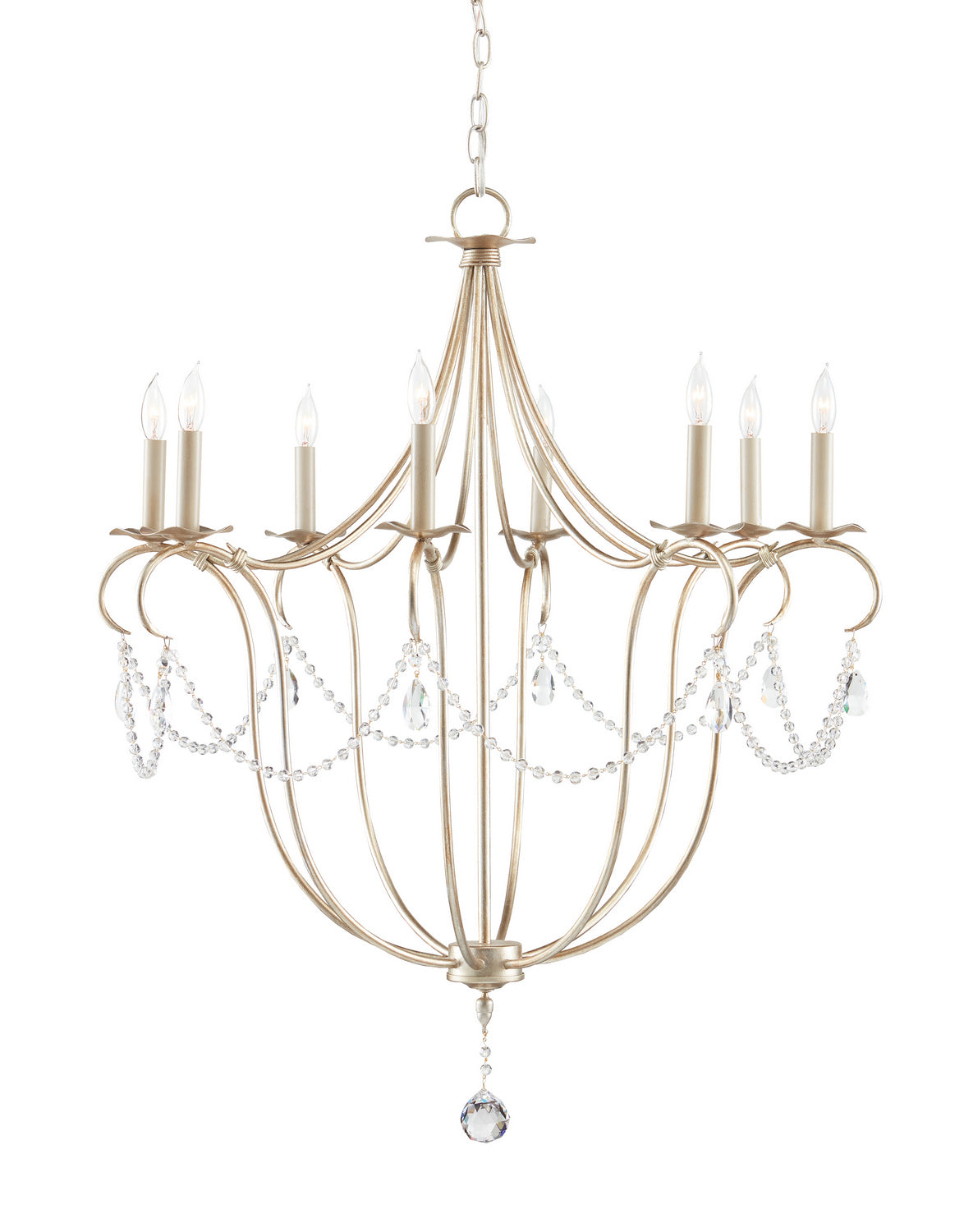 Eight Light Chandelier from the Crystal collection in Silver Leaf finish