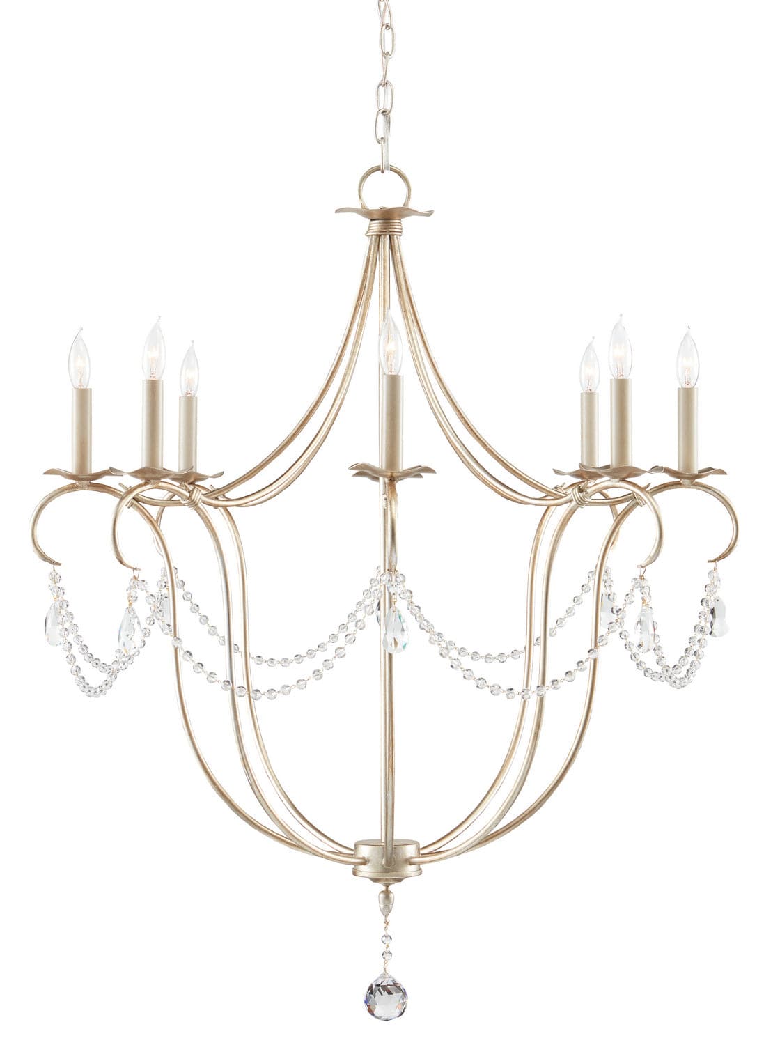 Eight Light Chandelier from the Crystal collection in Silver Leaf finish