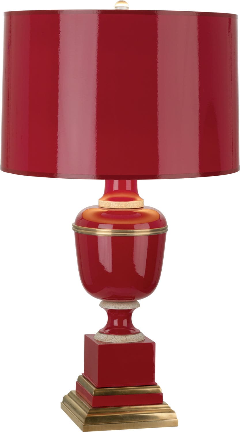Robert Abbey - 2505 - One Light Accent Lamp - Annika - Red Lacquered Paint and Natural Brass w/Ivory Crackle
