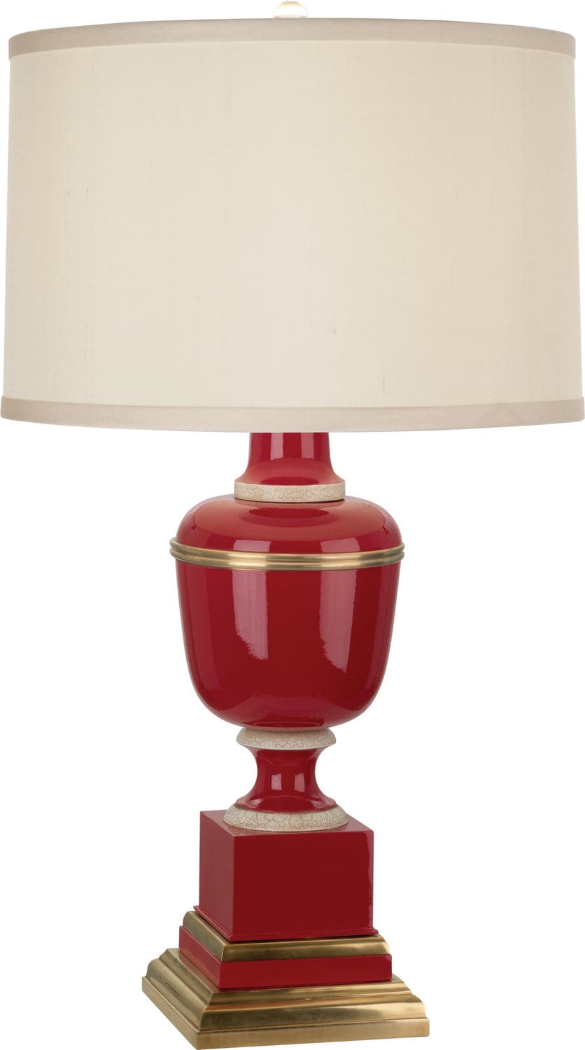 Robert Abbey - 2505X - One Light Accent Lamp - Annika - Red Lacquered Paint w/Natural Brass and Ivory Crackle