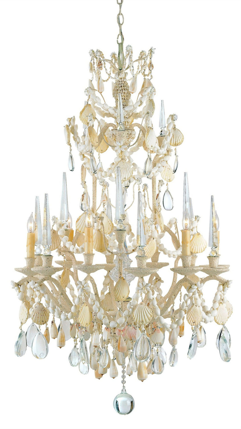 Six Light Chandelier from the Buttermere collection in Natural/Crushed Shell finish