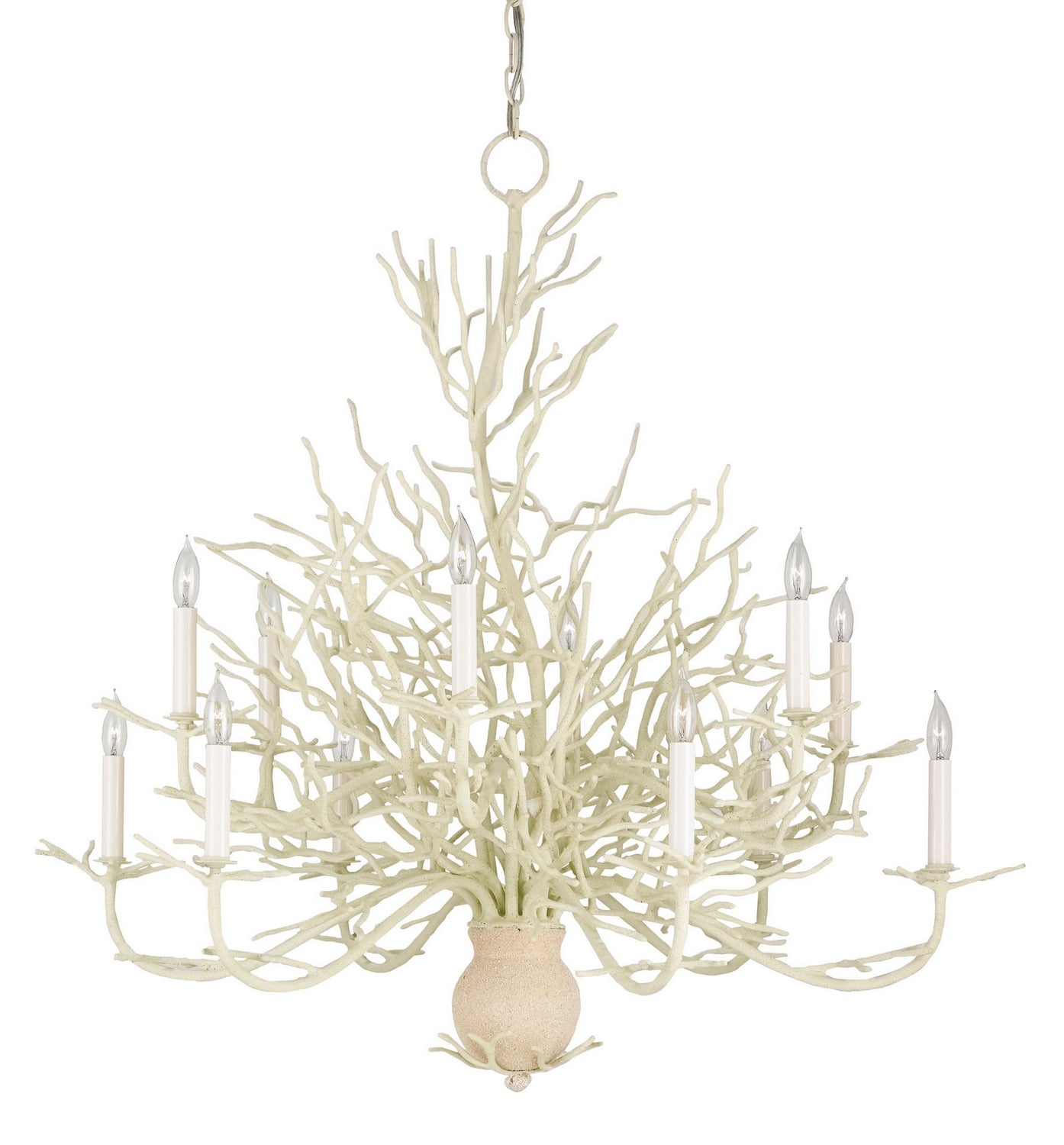 12 Light Chandelier from the Seaward collection in White Coral/Natural Sand finish