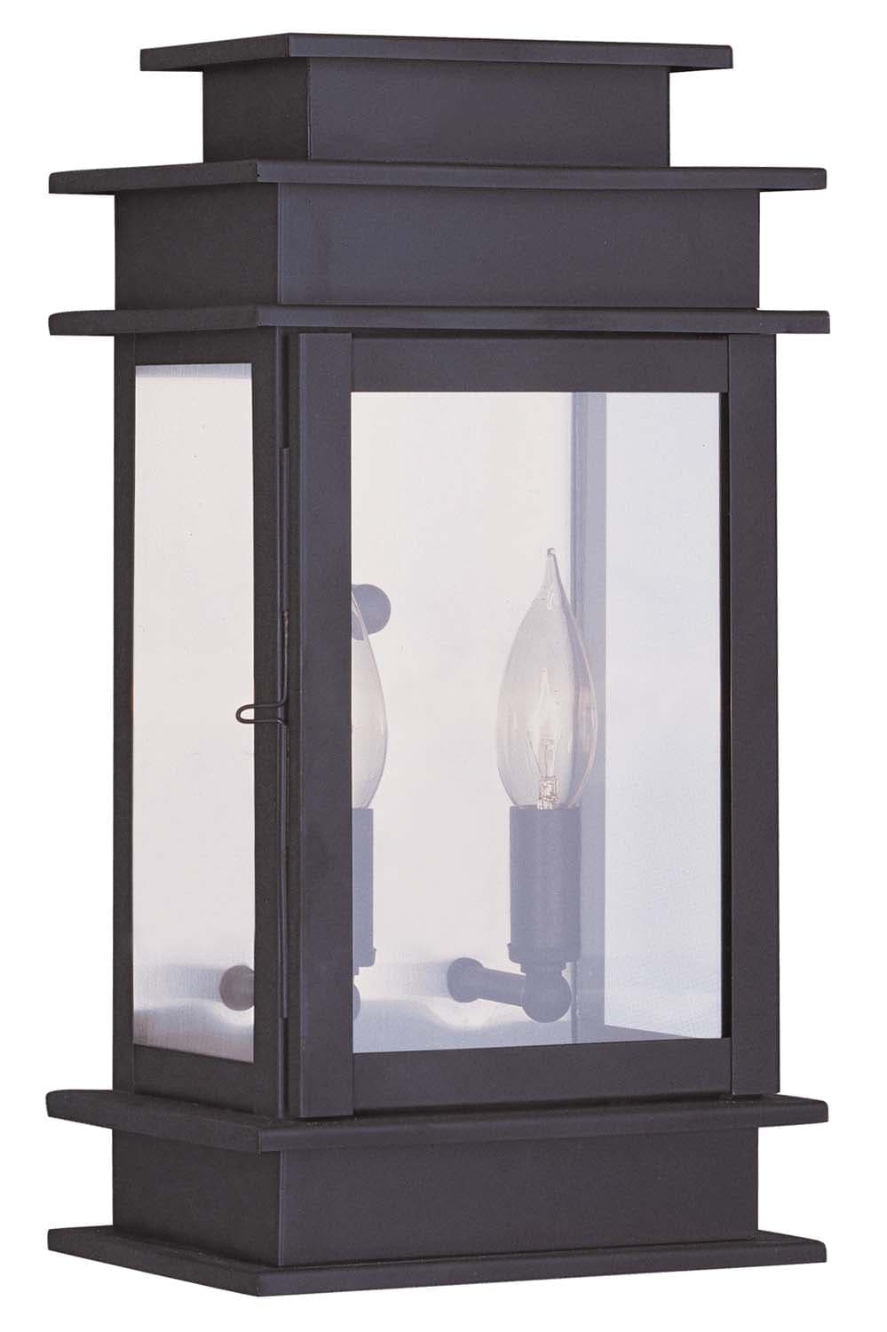 Livex Lighting - 2014-07 - Two Light Outdoor Wall Lantern - Princeton - Bronze w/ Polished Chrome Stainless Steel