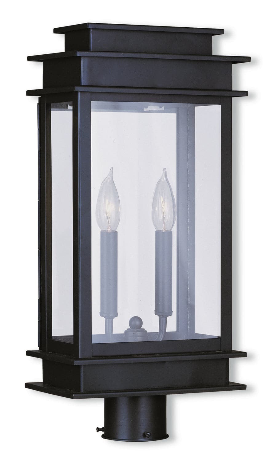 Livex Lighting - 2017-07 - Two Light Outdoor Post Lantern - Princeton - Bronze w/ Polished Chrome Stainless Steel