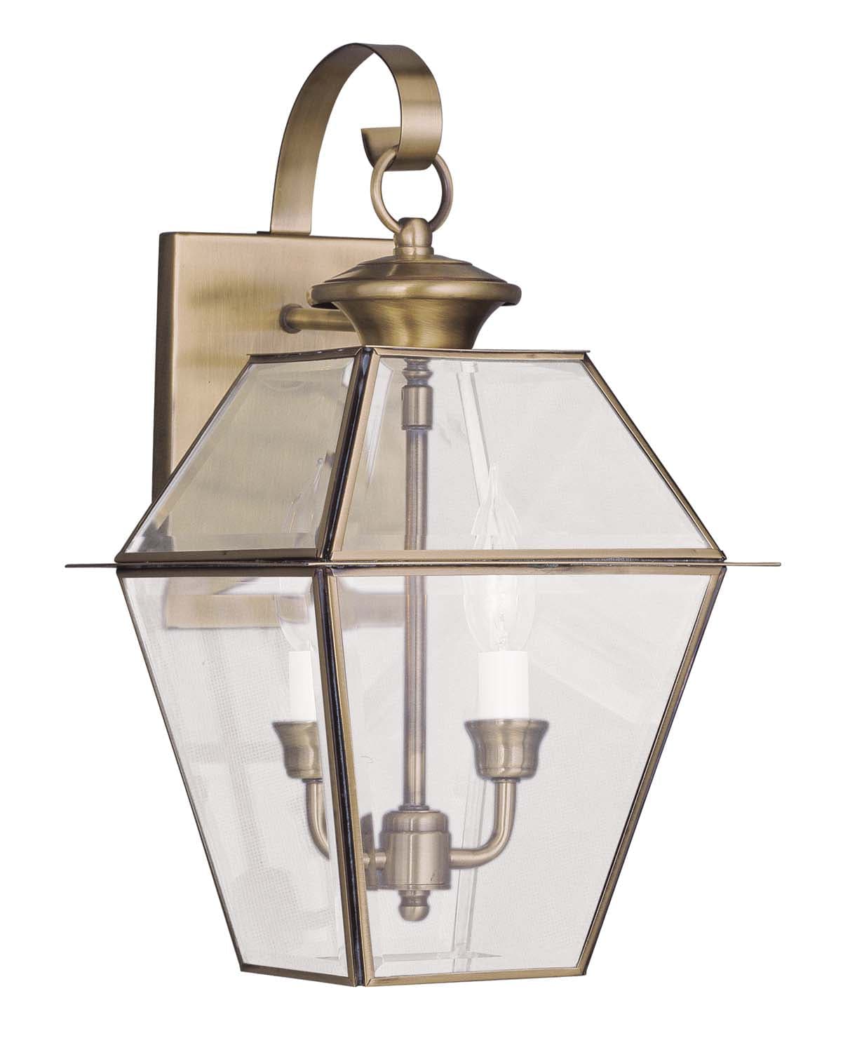 Livex Lighting - 2281-01 - Two Light Outdoor Wall Lantern - Westover - Antique Brass
