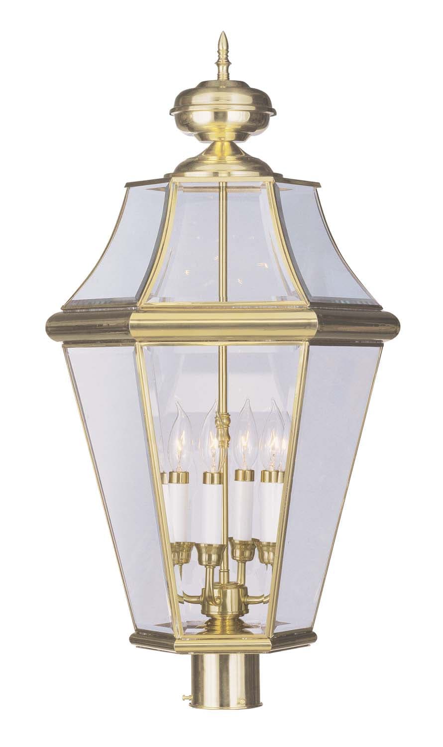 Livex Lighting - 2368-02 - Four Light Outdoor Post Lantern - Georgetown - Polished Brass