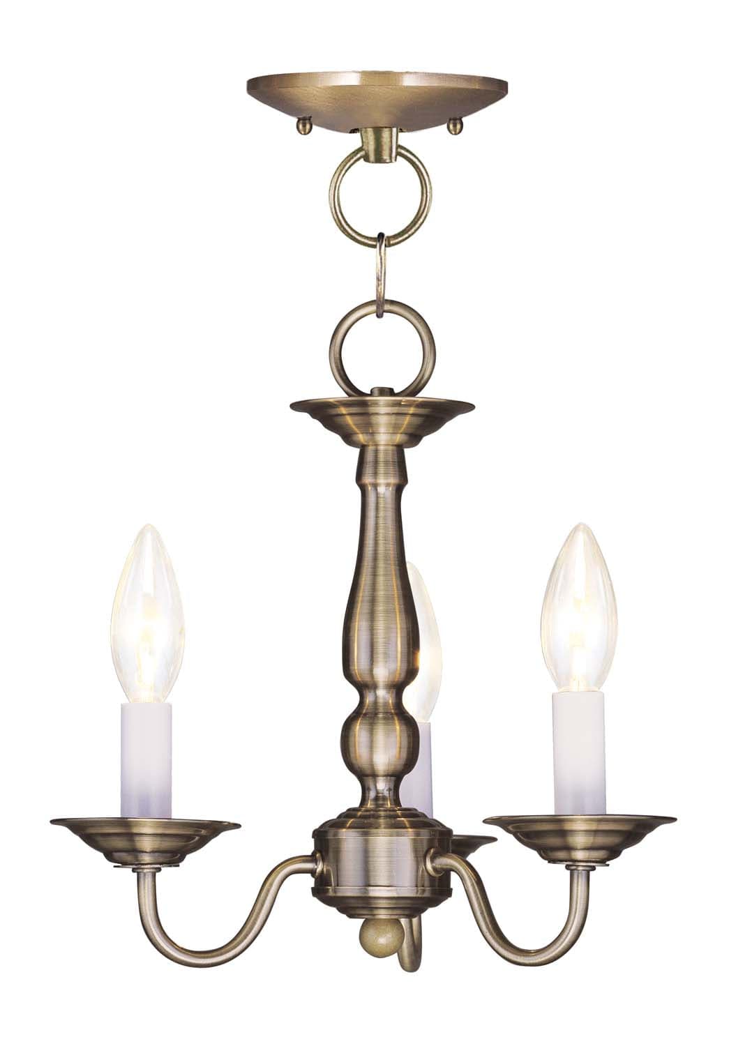 Livex Lighting - 5009-01 - Three Light Mini Chandelier/Ceiling Mount - Williamsburgh - Antique Brass