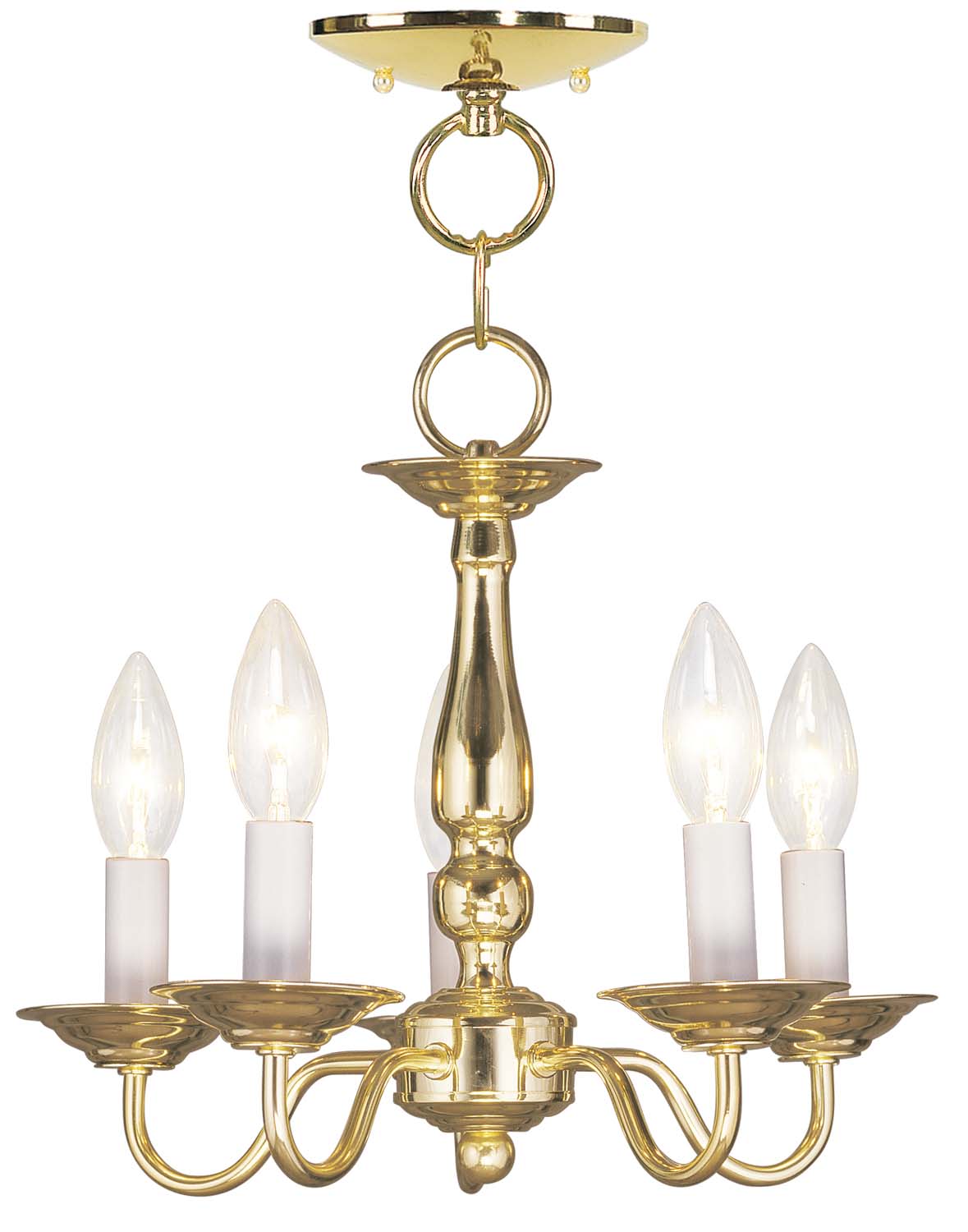 Livex Lighting - 5011-02 - Five Light Mini Chandelier/Ceiling Mount - Williamsburgh - Polished Brass