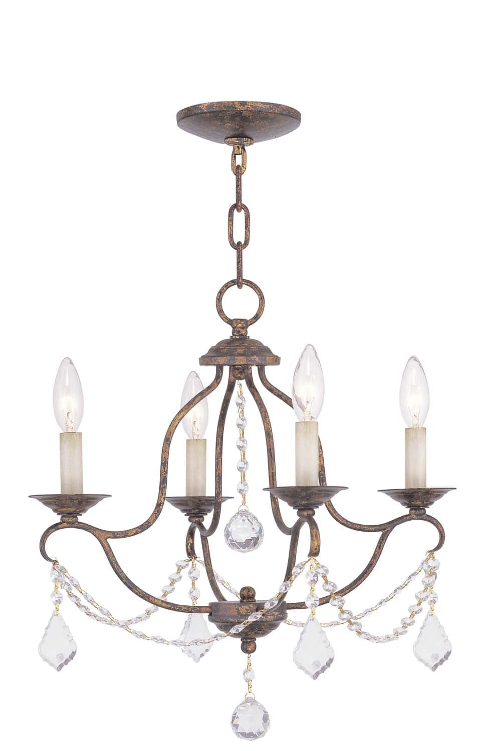 Livex Lighting - 6424-71 - Four Light Mini Chandelier - Chesterfield - Hand Applied Venetian Golden Bronze