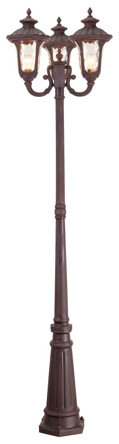 Livex Lighting - 7666-58 - Three Light Outdoor Post Mount - Oxford - Hand Applied Imperial Bronze