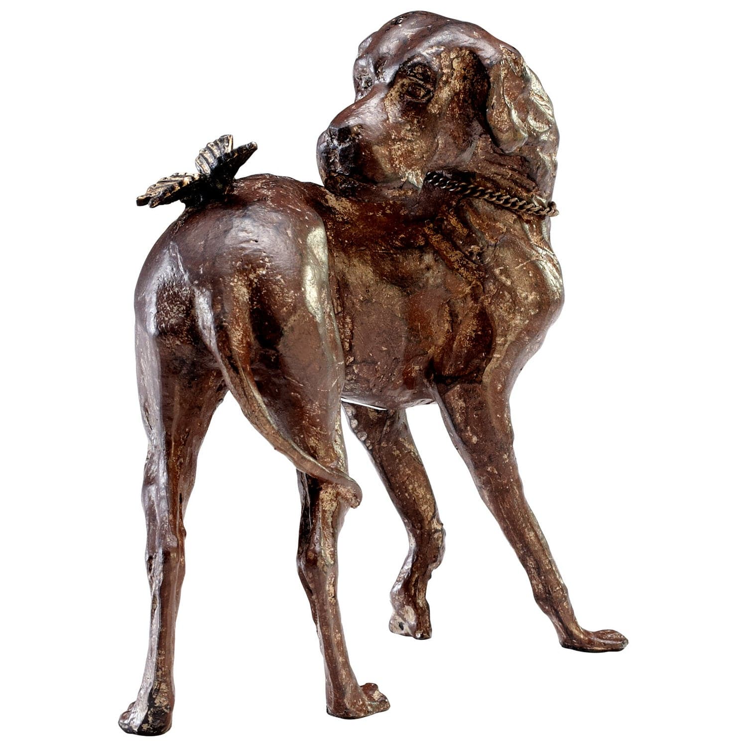 Cyan - 04689 - Sculpture - Dog And Butterfly - Rubbed Red