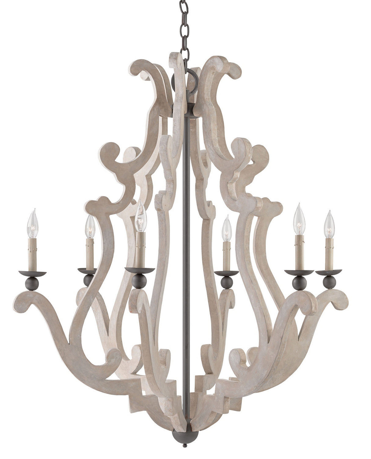Six Light Chandelier from the Durand collection in Portland/Old Iron finish