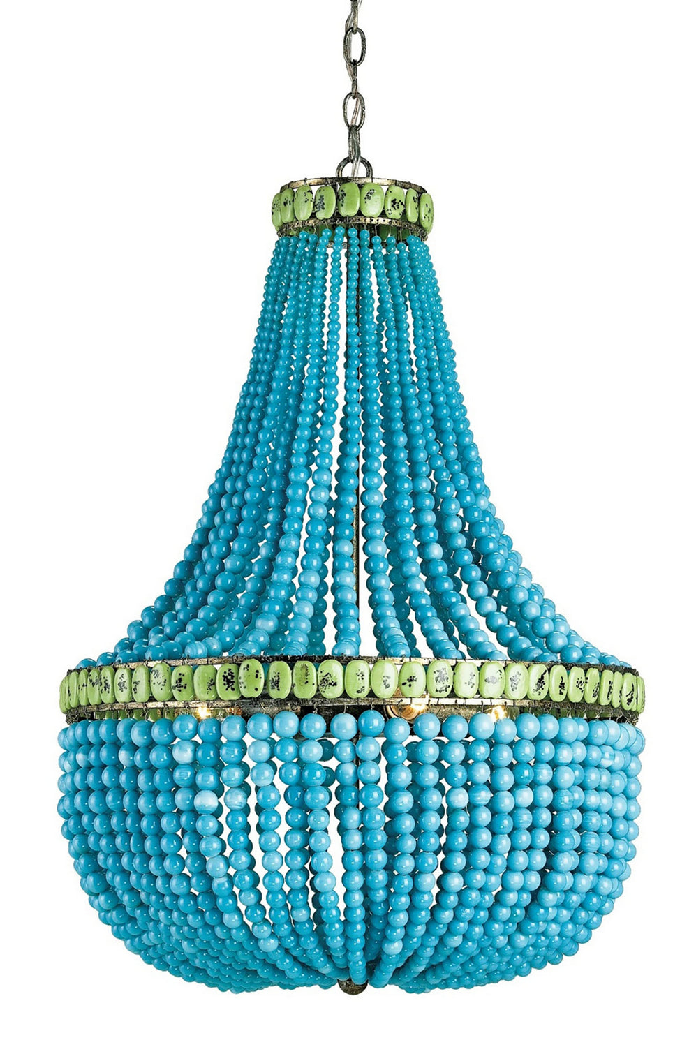 Three Light Chandelier from the Marjorie Skouras collection in Pyrite Bronze/Turquoise/Jade finish