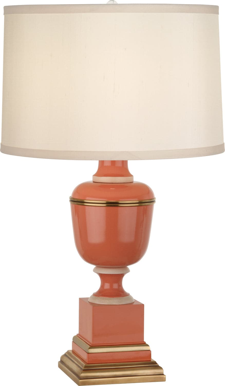 Robert Abbey - 2603X - One Light Accent Lamp - Annika - Tangerine Lacquered Paint and Natural Brass w/Ivory Crackle