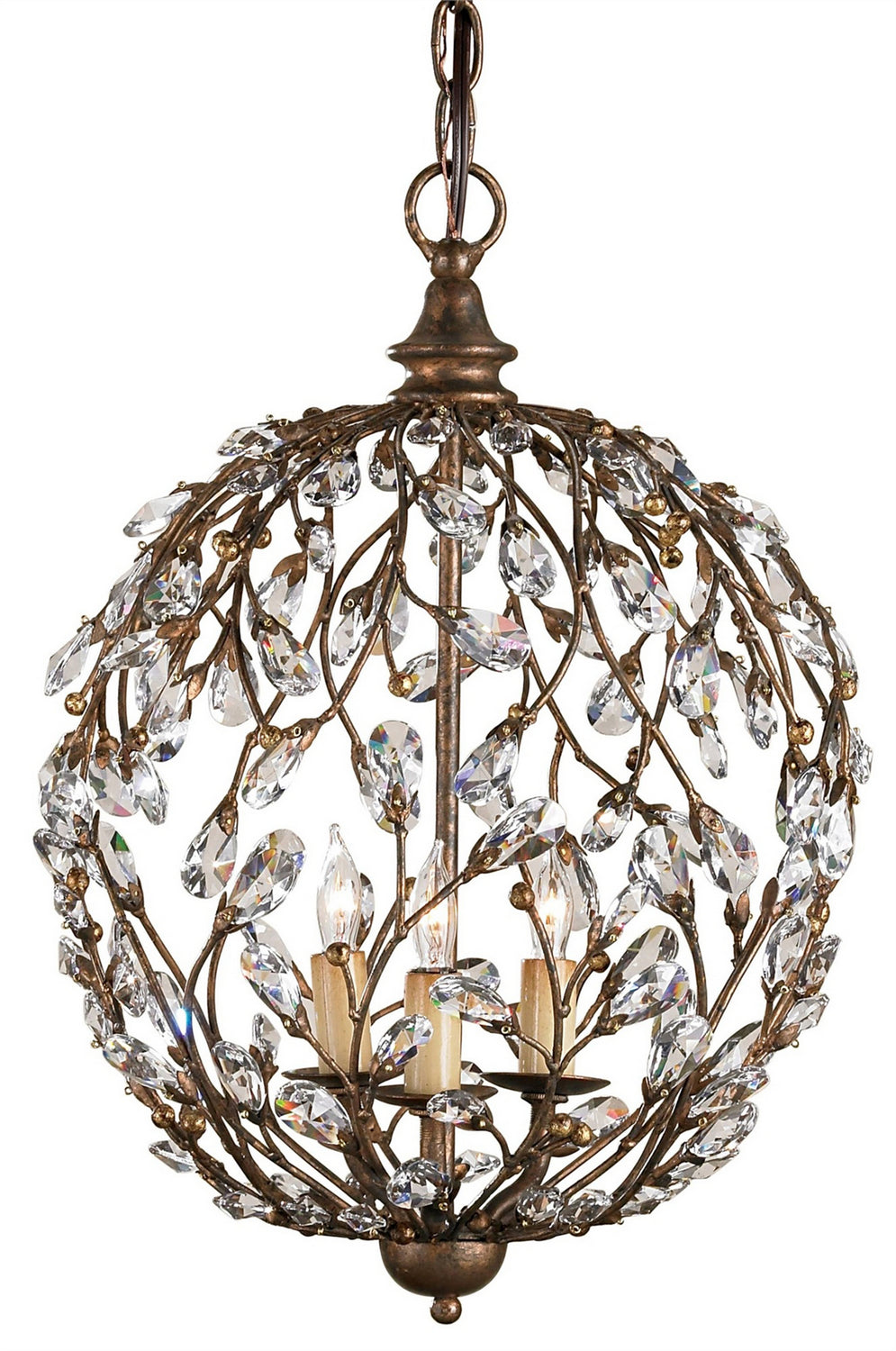 Three Light Chandelier from the Crystal collection in Cupertino finish