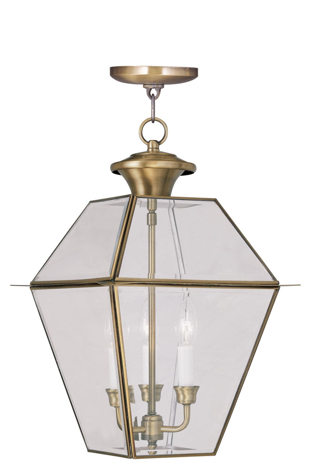 Livex Lighting - 2385-01 - Three Light Outdoor Pendant - Westover - Antique Brass