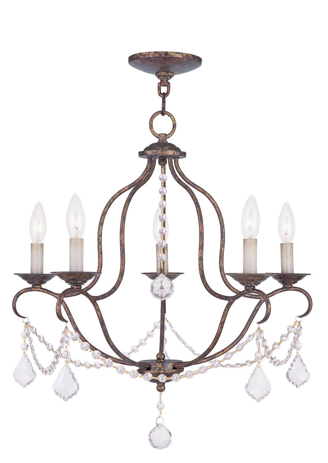 Livex Lighting - 6435-71 - Five Light Chandelier - Chesterfield - Hand Applied Venetian Golden Bronze