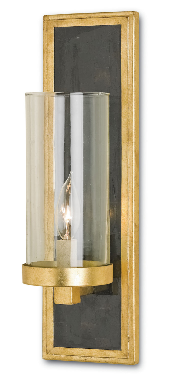 One Light Wall Sconce from the Charade collection in Contemporary Gold Leaf/Black Penshell Crackle finish