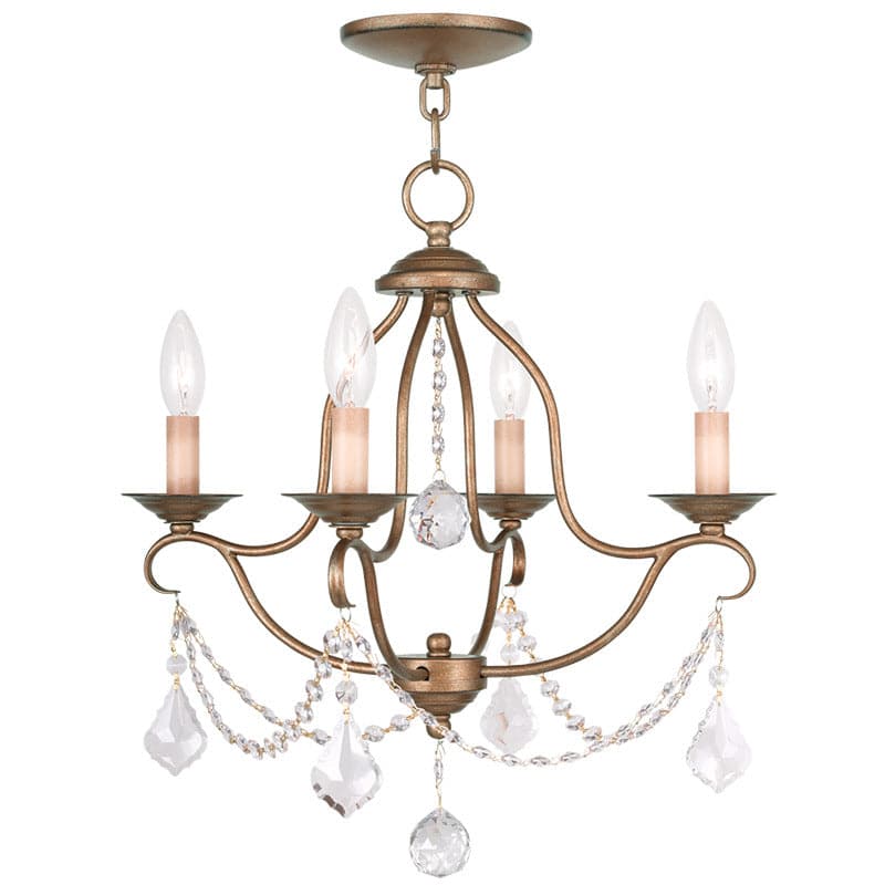 Livex Lighting - 6424-48 - Four Light Mini Chandelier - Chesterfield - Hand Applied Antique Gold Leaf