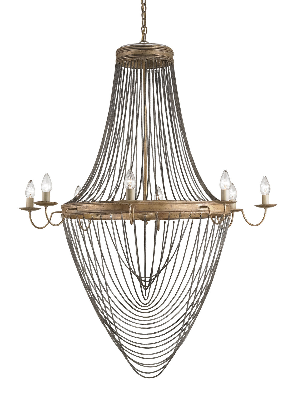 Eight Light Chandelier from the Lucien collection in French Gold Leaf/Iron finish