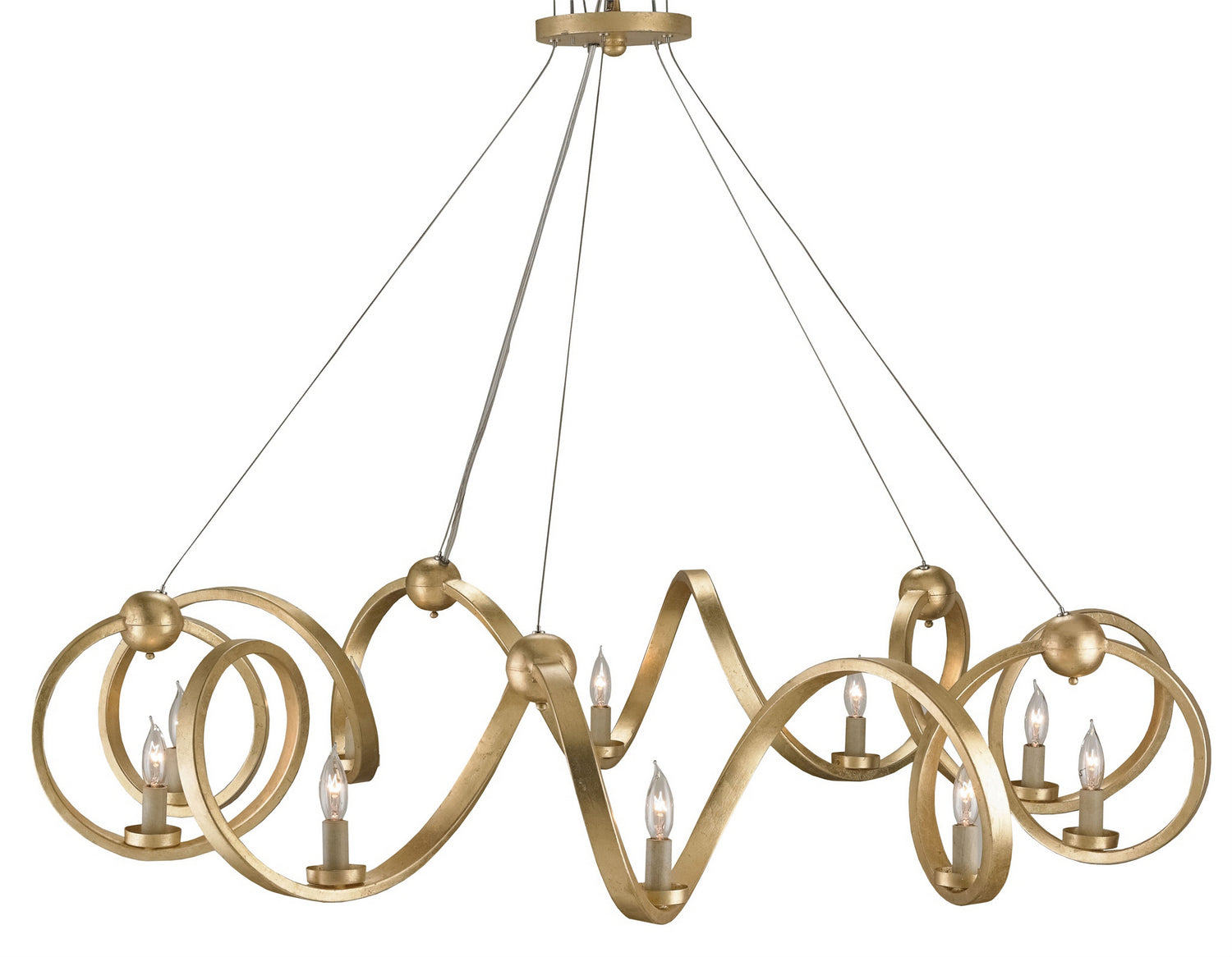 Ten Light Chandelier from the Ringmaster collection in Dutch Gold Leaf finish