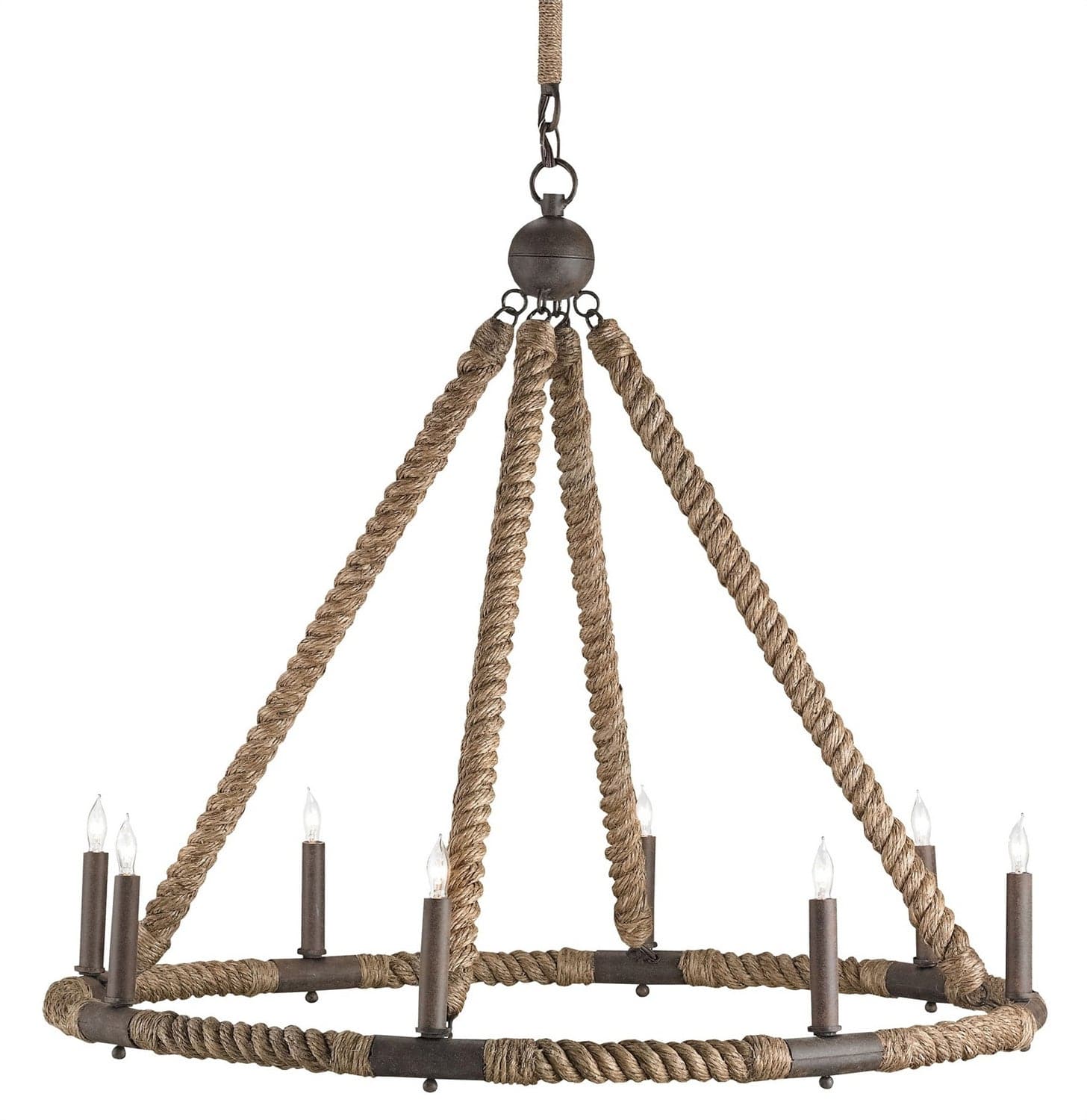 Eight Light Chandelier from the Bowline collection in Natural/Rust finish