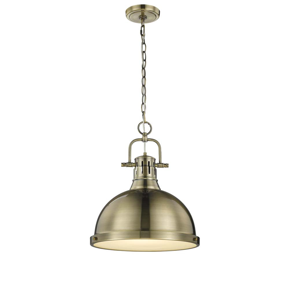 Golden - 3602-L AB-AB - One Light Pendant - Duncan AB - Aged Brass