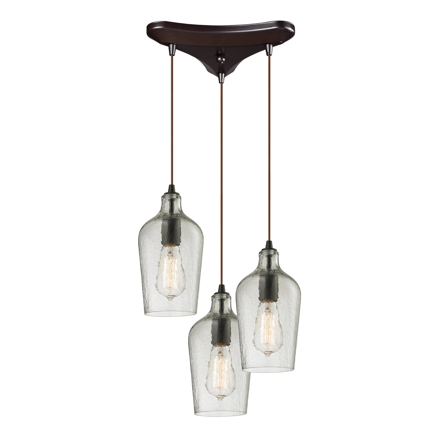 ELK Home - 10331/3CLR - Three Light Pendant - Hammered Glass - Oil Rubbed Bronze