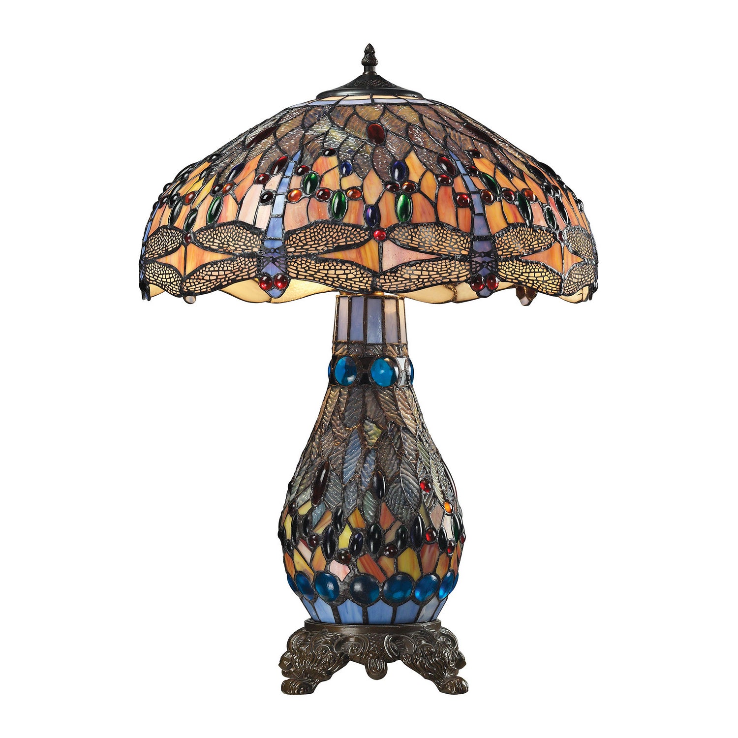 ELK Home - 72079-3 - Three Light Table Lamp - Dragonfly - Tiffany Glass