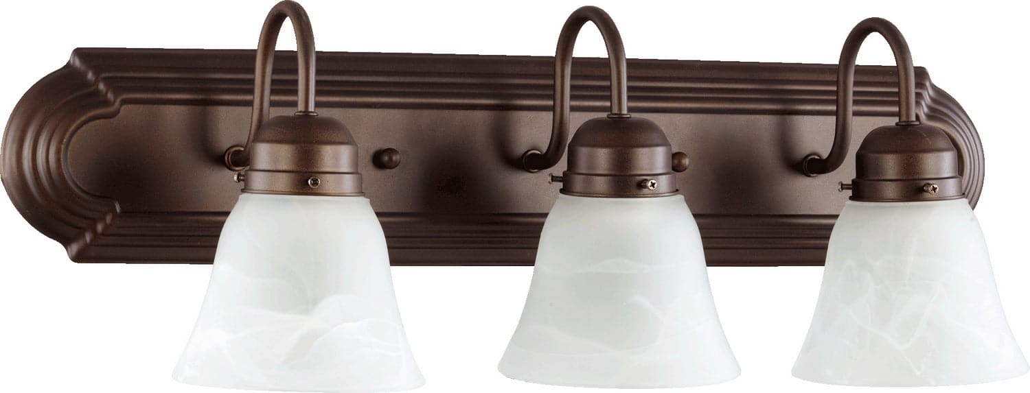 Quorum - 5094-3-186 - Three Light Vanity - 5094 Vanities - Oiled Bronze w/ Faux Alabaster