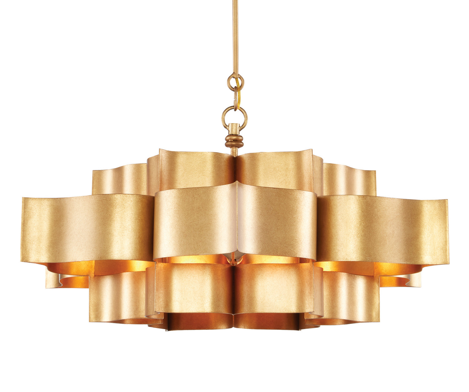 Six Light Chandelier from the Grand collection in Antique Gold Leaf finish