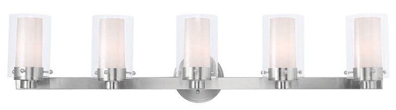 Livex Lighting - 15455-91 - Five Light Bath Vanity - Manhattan - Brushed Nickel