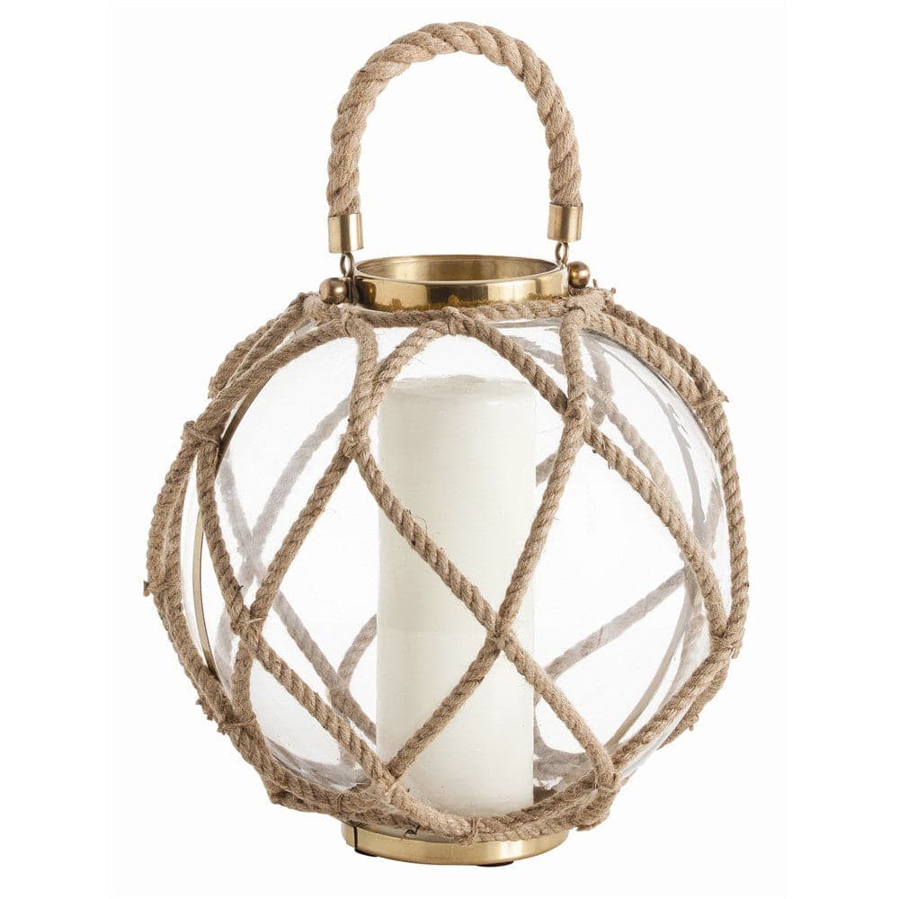 Arteriors - 6988 - Lantern - Cormac - Natural Rope/Antique Brass/Clear Glass