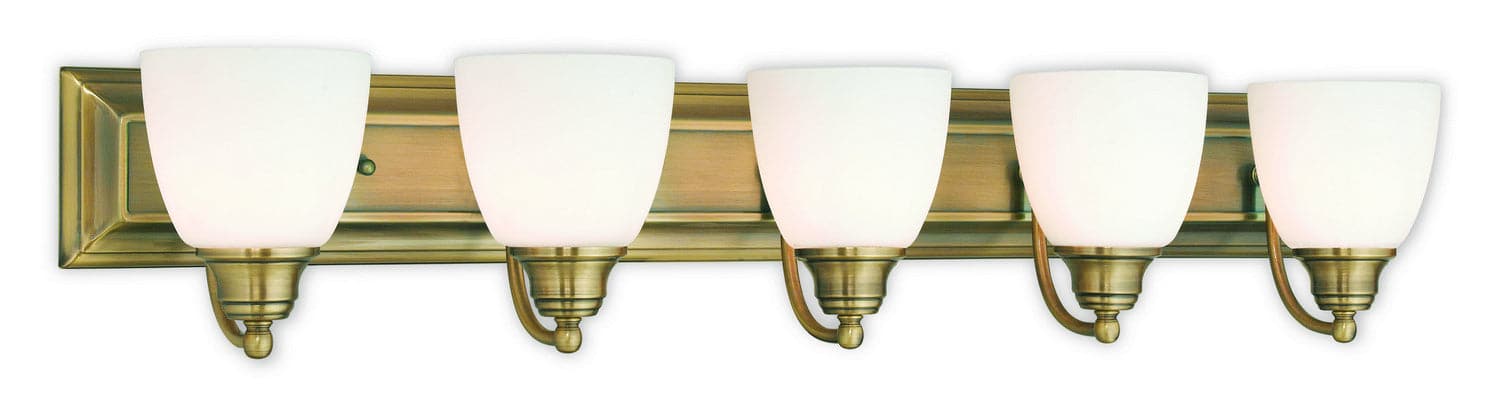 Livex Lighting - 10505-01 - Five Light Bath Vanity - Springfield - Antique Brass