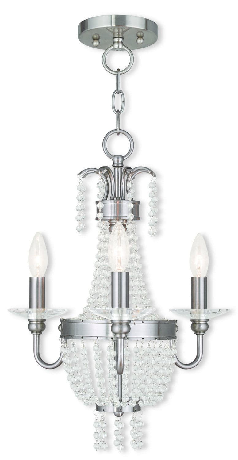 Livex Lighting - 51843-91 - Three Light Mini Chandelier/Ceiling Mount - Valentina - Brushed Nickel