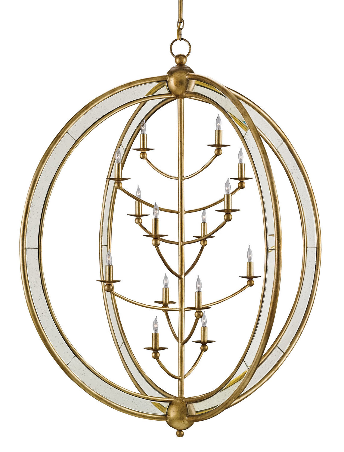 14 Light Chandelier from the Aphrodite collection in Gold Granello/Antique Mirror finish